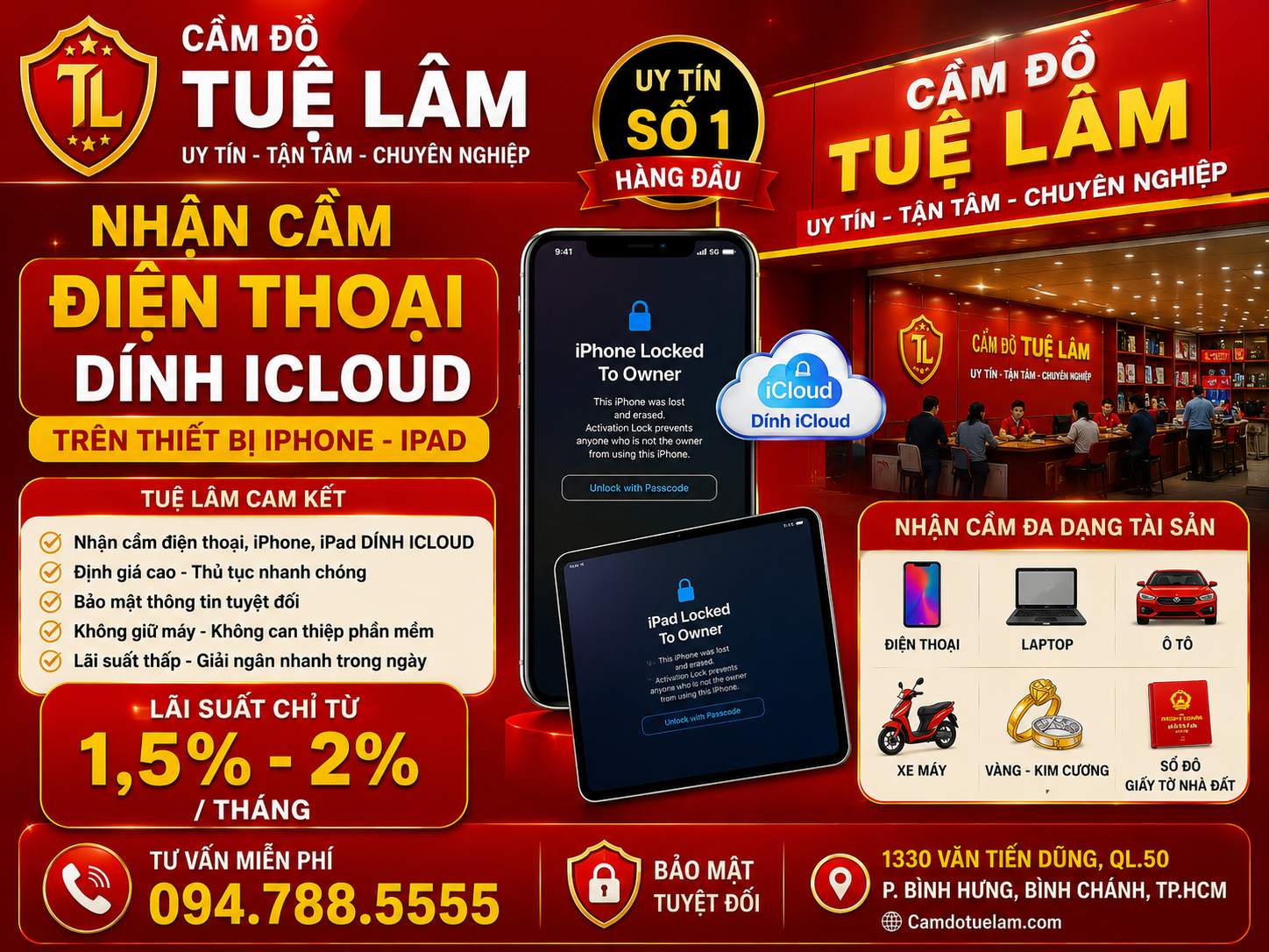 cầm điện thoại dính icloud mở khoá