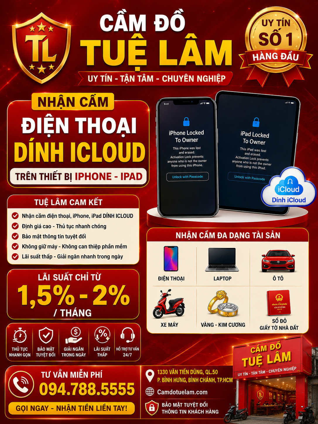 Tiệm Cầm Đồ Nhận Cầm iPhone Dính iCloud