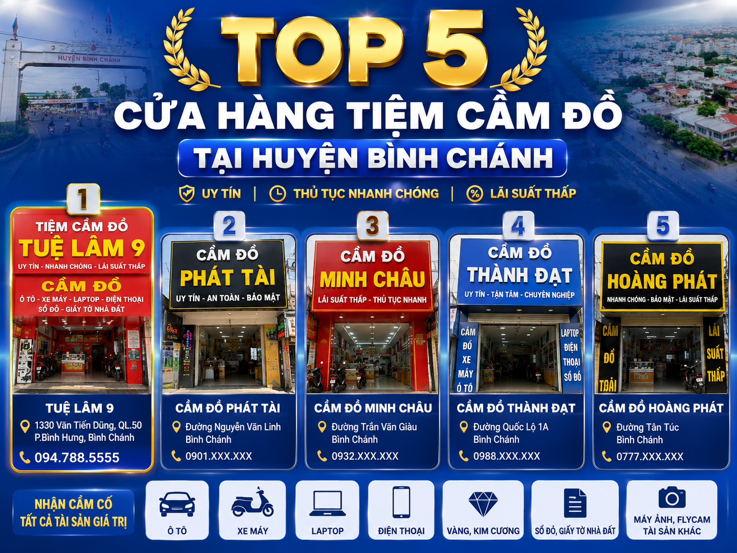 Top 5 Cửa hàng tiệm cầm đồ tại Huyện Bình Chánh